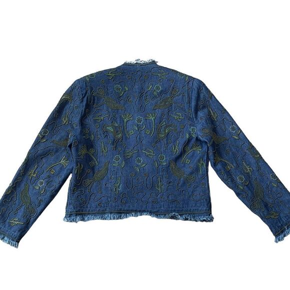Double D Ranch Beaded Fringed Open Denim Jacket SMALL - Picture 3 of 16